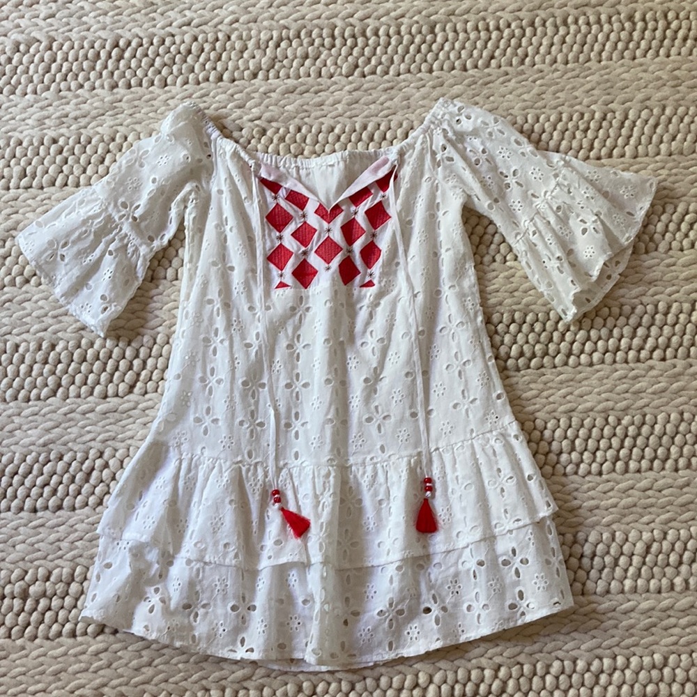 Eyelet cotton mini dress